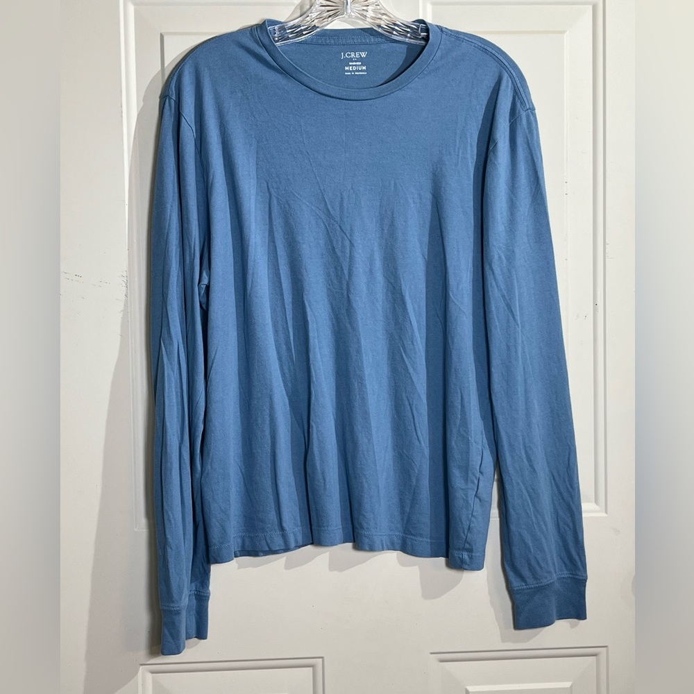 J.Crew Blue Long Sleeve T-Shirt Men’s Medium Washed Cotton Crewneck Casual Top